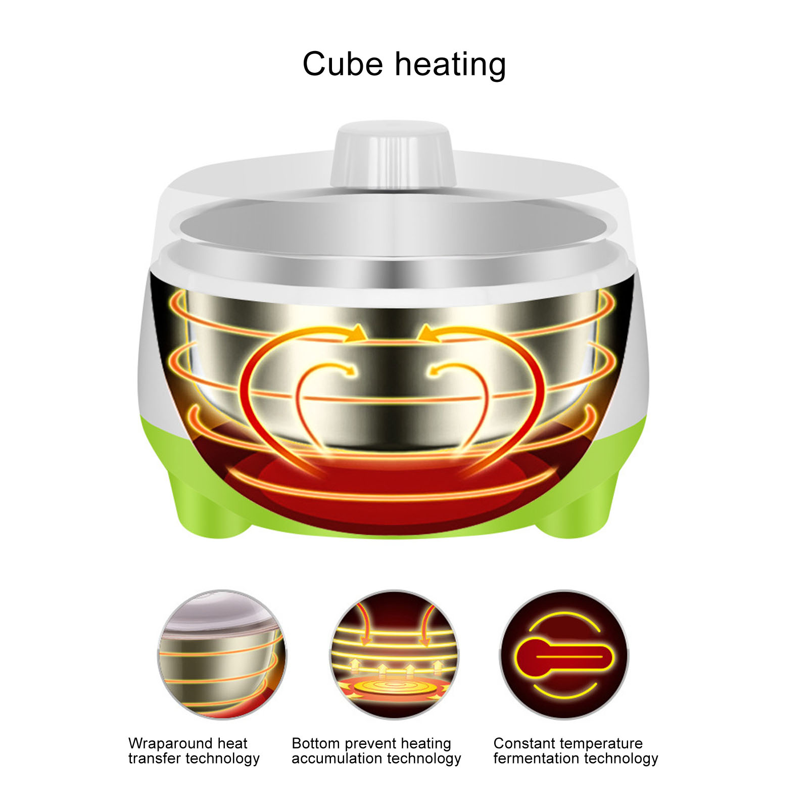 Kitchen Appliances Green - Compact Stainless Steel Yogurt Maker Machine