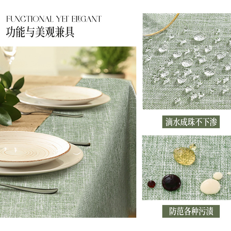 Cotton Linen Waterproof Tablec - Kitchen Appliances Green ulasan dan harga