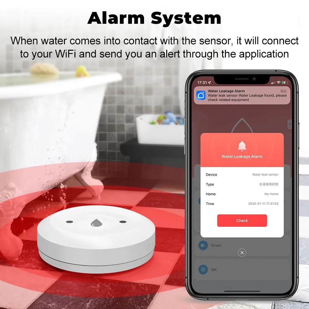 Tuya Zigbee Water Sensor Flood - Kitchen Appliances Video ulasan dan harga
