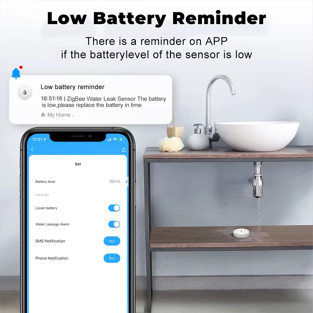 ZigBee Smart Water Leak Sensor - Kitchen Appliances Video ulasan dan harga